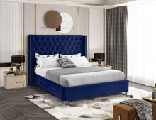 Load image into Gallery viewer, Aiden Navy Velvet Full Bed
