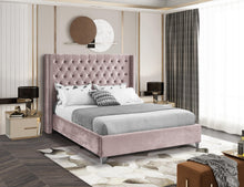 Load image into Gallery viewer, Aiden Pink Velvet Queen Bed
