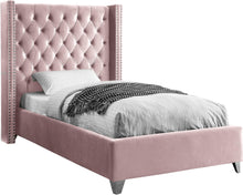 Load image into Gallery viewer, Aiden Pink Velvet Twin Bed image
