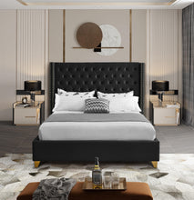 Load image into Gallery viewer, Barolo Black Velvet Queen Bed
