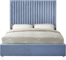 Load image into Gallery viewer, Candace Sky Blue Velvet King Bed
