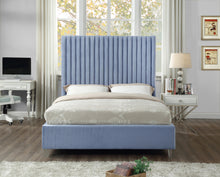 Load image into Gallery viewer, Candace Sky Blue Velvet King Bed
