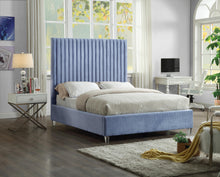Load image into Gallery viewer, Candace Sky Blue Velvet Full Bed
