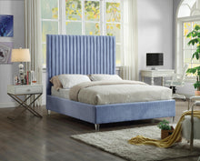 Load image into Gallery viewer, Candace Sky Blue Velvet King Bed
