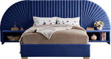 Load image into Gallery viewer, Cleo Navy Velvet King Bed (3 Boxes)

