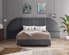 Load image into Gallery viewer, Cleo Grey Velvet King Bed (3 Boxes)
