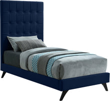 Load image into Gallery viewer, Elly Navy Velvet Twin Bed image
