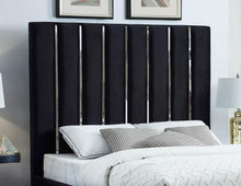 Load image into Gallery viewer, Enzo Black Velvet King Bed
