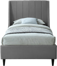 Load image into Gallery viewer, Eva Grey Velvet Twin Bed

