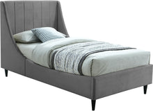 Load image into Gallery viewer, Eva Grey Velvet Twin Bed image
