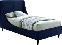 Load image into Gallery viewer, Eva Navy Velvet Twin Bed image
