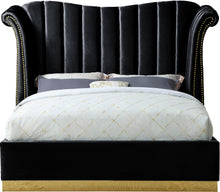 Load image into Gallery viewer, Flora Black Velvet King Bed (3 Boxes)
