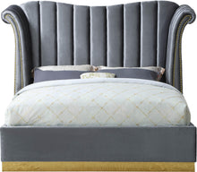 Load image into Gallery viewer, Flora Grey Velvet King Bed (3 Boxes)
