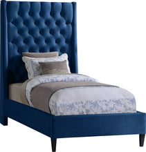 Load image into Gallery viewer, Fritz Navy Velvet Twin Bed image
