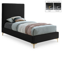 Load image into Gallery viewer, Geri Black Velvet Twin Bed image
