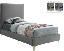 Load image into Gallery viewer, Geri Grey Velvet Twin Bed image
