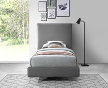 Load image into Gallery viewer, Geri Grey Velvet Twin Bed
