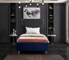 Load image into Gallery viewer, Ghost Navy Velvet Twin Bed
