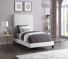 Load image into Gallery viewer, Harlie Cream Velvet Twin Bed
