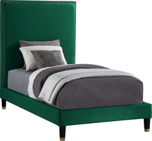 Load image into Gallery viewer, Harlie Green Velvet Twin Bed image
