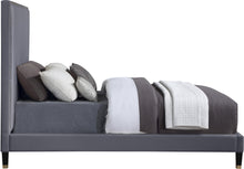 Load image into Gallery viewer, Harlie Grey Velvet King Bed
