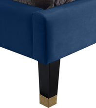 Load image into Gallery viewer, Harlie Navy Velvet Queen Bed
