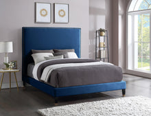 Load image into Gallery viewer, Harlie Navy Velvet Queen Bed
