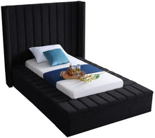 Load image into Gallery viewer, Kiki Black Velvet Twin Bed (3 Boxes) image
