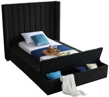 Load image into Gallery viewer, Kiki Black Velvet Twin Bed (3 Boxes)
