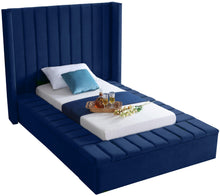 Load image into Gallery viewer, Kiki Navy Velvet Twin Bed (3 Boxes) image
