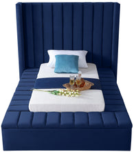 Load image into Gallery viewer, Kiki Navy Velvet Twin Bed (3 Boxes)
