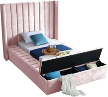 Load image into Gallery viewer, Kiki Pink Velvet Twin Bed (3 Boxes)

