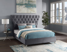 Load image into Gallery viewer, Kira Grey Velvet King Bed
