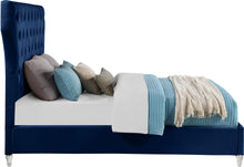 Load image into Gallery viewer, Kira Navy Velvet King Bed

