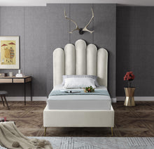 Load image into Gallery viewer, Lily Cream Velvet Twin Bed

