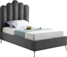Load image into Gallery viewer, Lily Grey Velvet Twin Bed image
