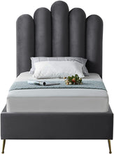 Load image into Gallery viewer, Lily Grey Velvet Twin Bed
