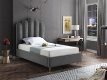 Load image into Gallery viewer, Lily Grey Velvet Twin Bed
