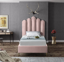 Load image into Gallery viewer, Lily Pink Velvet Twin Bed
