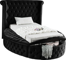 Load image into Gallery viewer, Luxus Black Velvet Twin Bed (3 Boxes)
