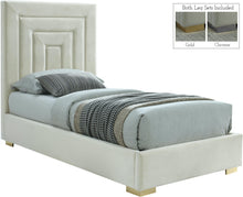 Load image into Gallery viewer, Nora Cream Velvet Twin Bed image
