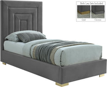 Load image into Gallery viewer, Nora Grey Velvet Twin Bed image
