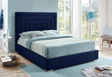 Load image into Gallery viewer, Nora Navy Velvet Queen Bed
