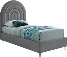 Load image into Gallery viewer, Rainbow Grey Velvet Twin Bed image

