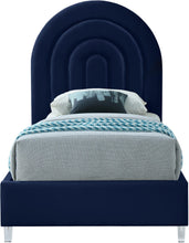Load image into Gallery viewer, Rainbow Navy Velvet Twin Bed

