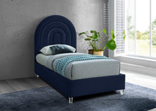 Load image into Gallery viewer, Rainbow Navy Velvet Twin Bed
