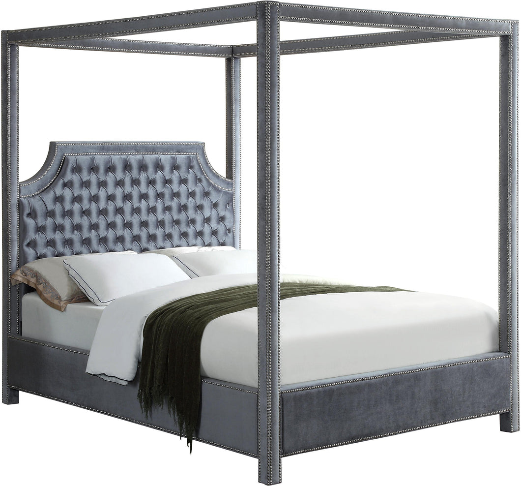 Rowan Grey Velvet King Bed (3 Boxes)