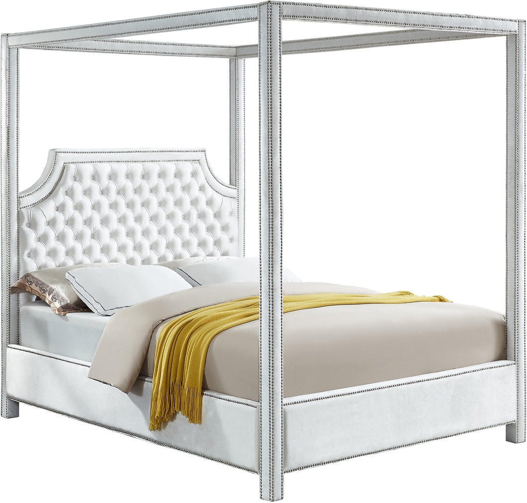Rowan White Velvet King Bed (3 Boxes)