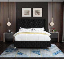 Load image into Gallery viewer, Savan Black Velvet Full Bed
