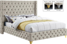 Load image into Gallery viewer, Savan Cream Velvet King Bed image
